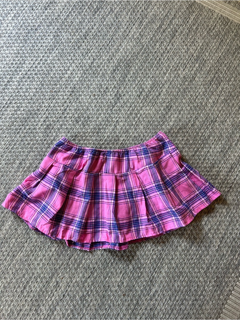 Pink Plaid Mini Skirt with Layered Ruffle